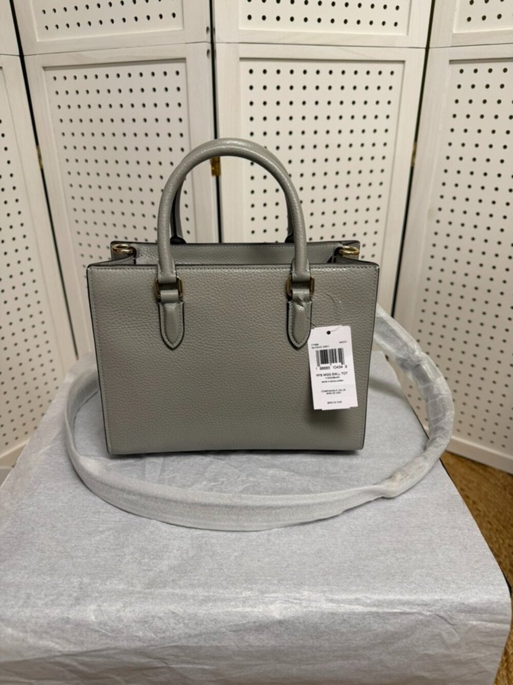 Coach Maggie Small Tote Bag Crossbody Handbag Dove Gray Gold Everyday NWT - Picture 6 of 15